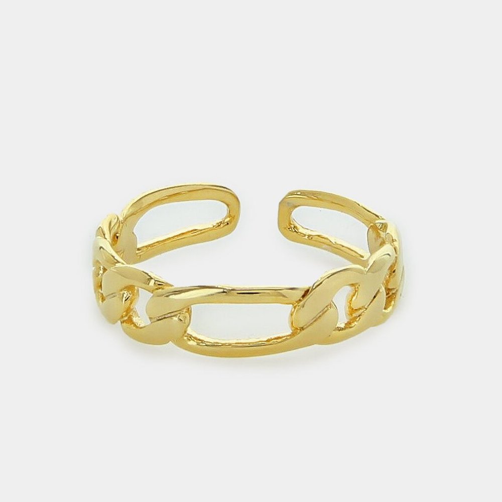 NEW 18K Gold Figaro Chain Links Adjustable Rings - Picture 1 of 3